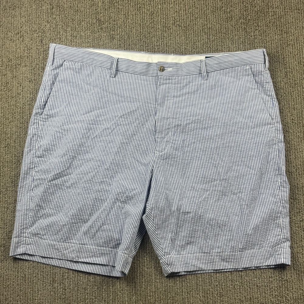 Polo Ralph Lauren Mens 44B Seersucker Chino Shorts Stretch Classic Fit Blue